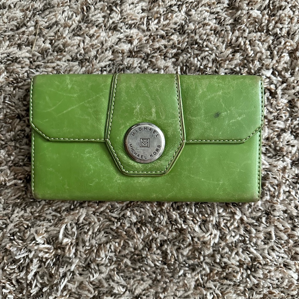 Michael Kors Lime Green Leather Wallet